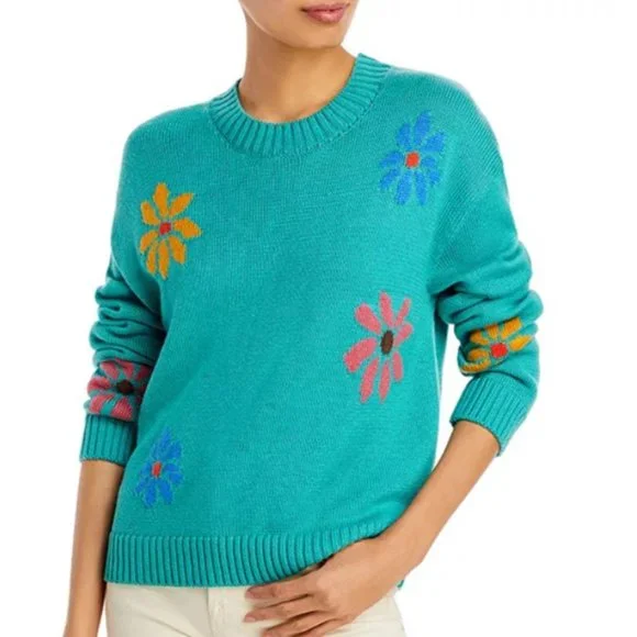 soe INTARSIA KNIT FLOWER ライトブルーTURQUOISE
